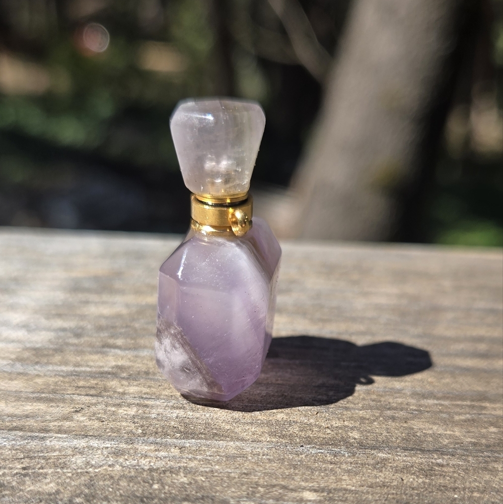 Amethyst Square Crystal Gemstone Bottle Pendant Essential Oil Aroma Therapy - Picture 4 of 5